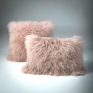 Tibetan Lambs Wool Cushion - Marshmallow Pink  - 450 x 450 (square)
