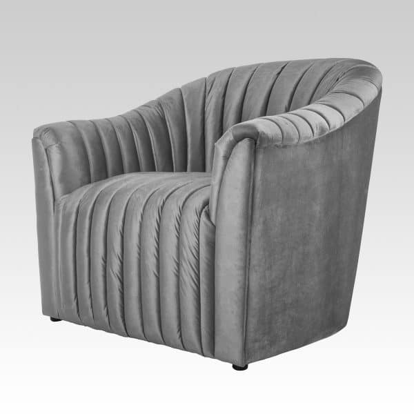 ribbed tub chair   liquid silver   side