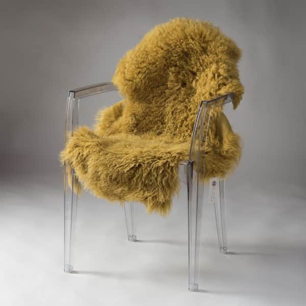 tibetan sheepskin chair golden mustard