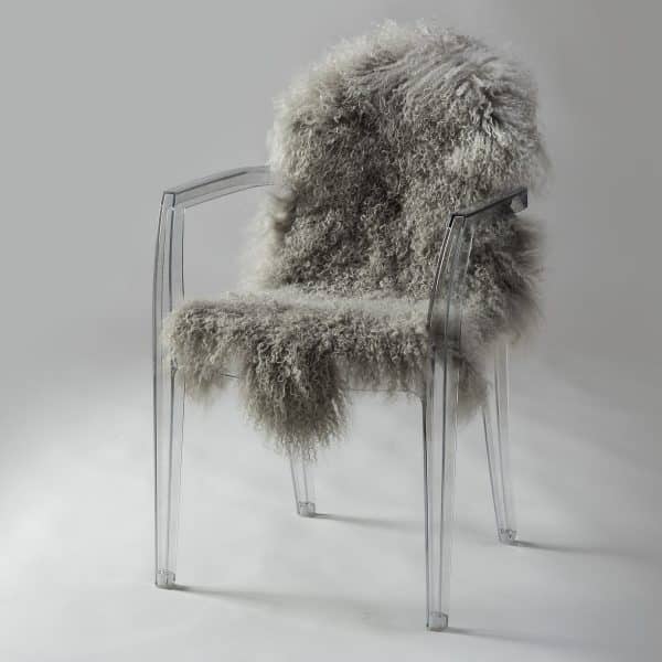 tibetan sheepskin steel grey chair ss
