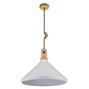 Wood Series Pendant - Large Cone (white)